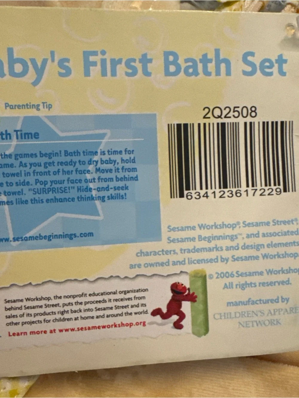 Big Bird Sesame Street Baby’s First Bath Set, Bath Robe & Slippers, Made in 2006